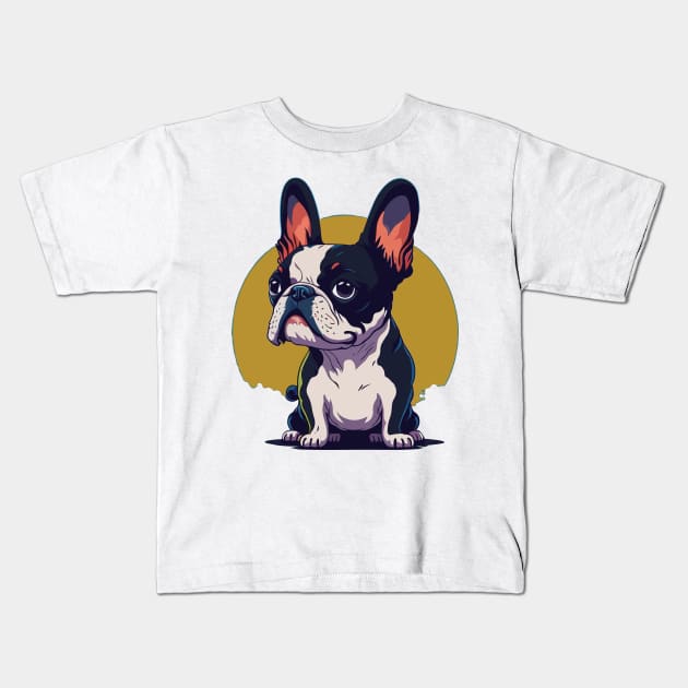 Boston Terrier Portrait Kids T-Shirt by SpriteGuy95